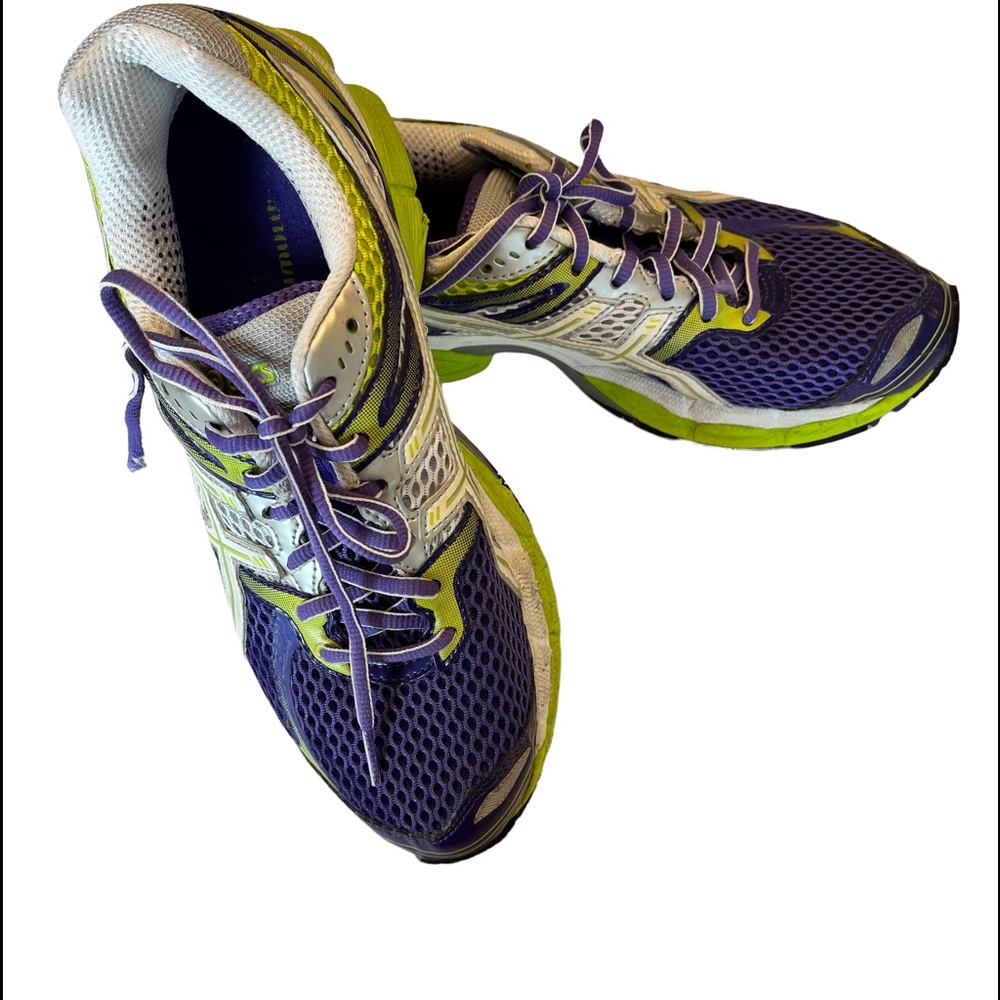 ASICS Gel Cumulus 14 Purple Lime Silver Athletic shoes Womens size 8